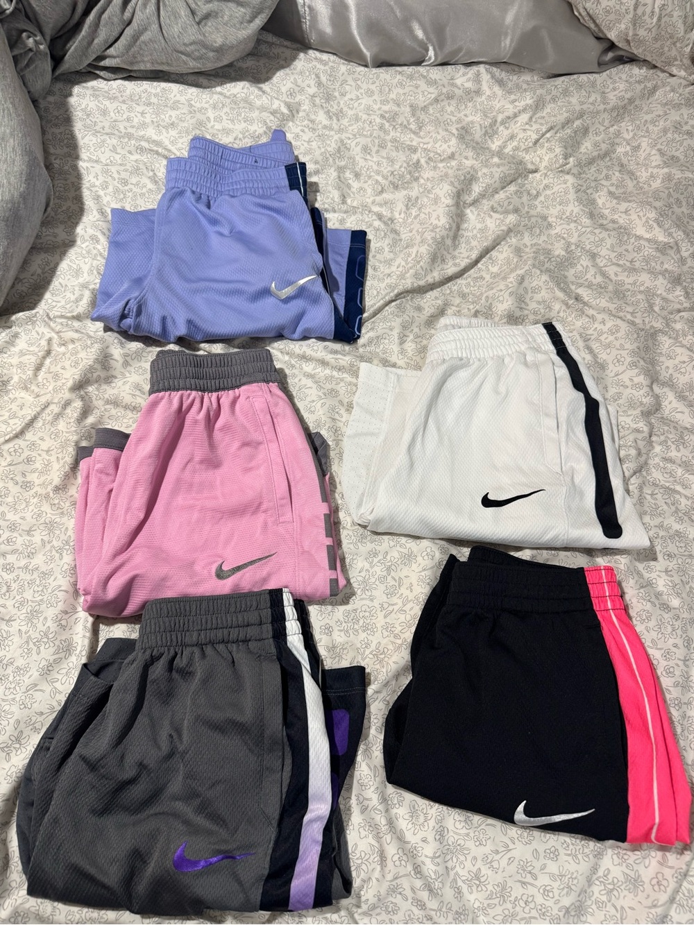 Nike Kids' Basketball Shorts Set - Lavender, Pink, White, Gray, Black